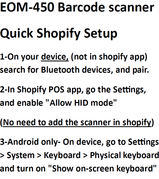 Wireless Barcode Scanner For Shopify POS