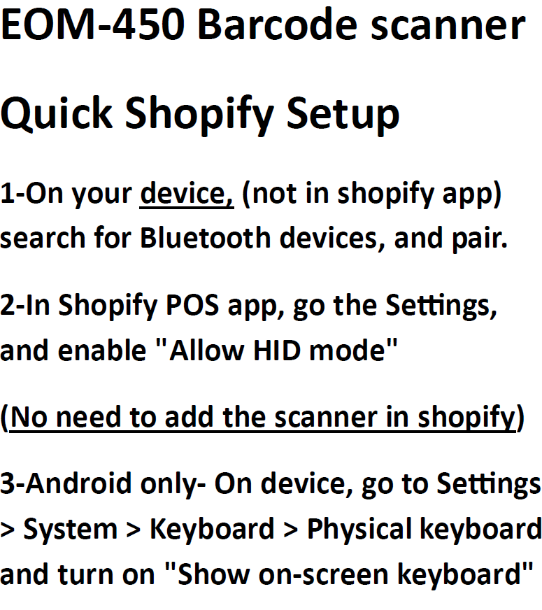 Wireless Barcode Scanner For Shopify POS