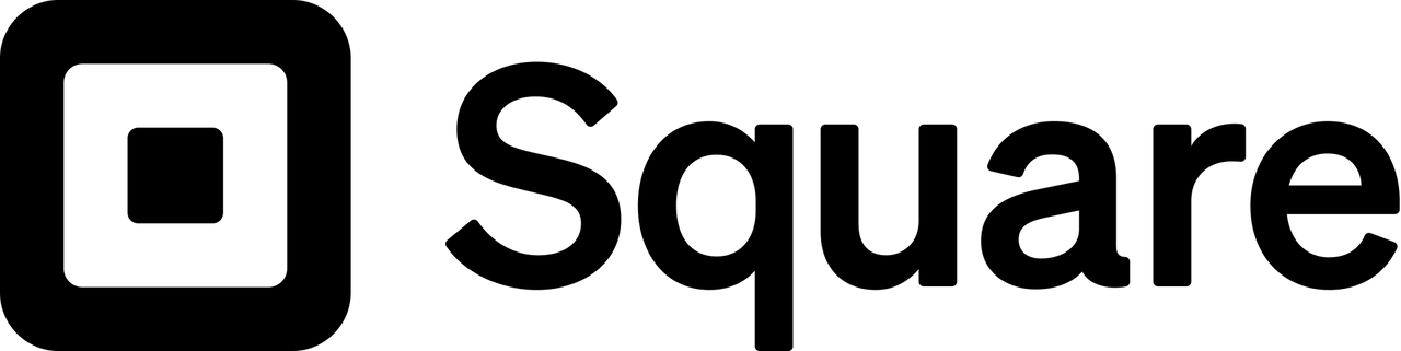 The Epson Thermal Receipt Printer for Square Register and Square Stand is designed to complement the iconic Square logo—a bold black square outline with a filled square inside, next to the word 