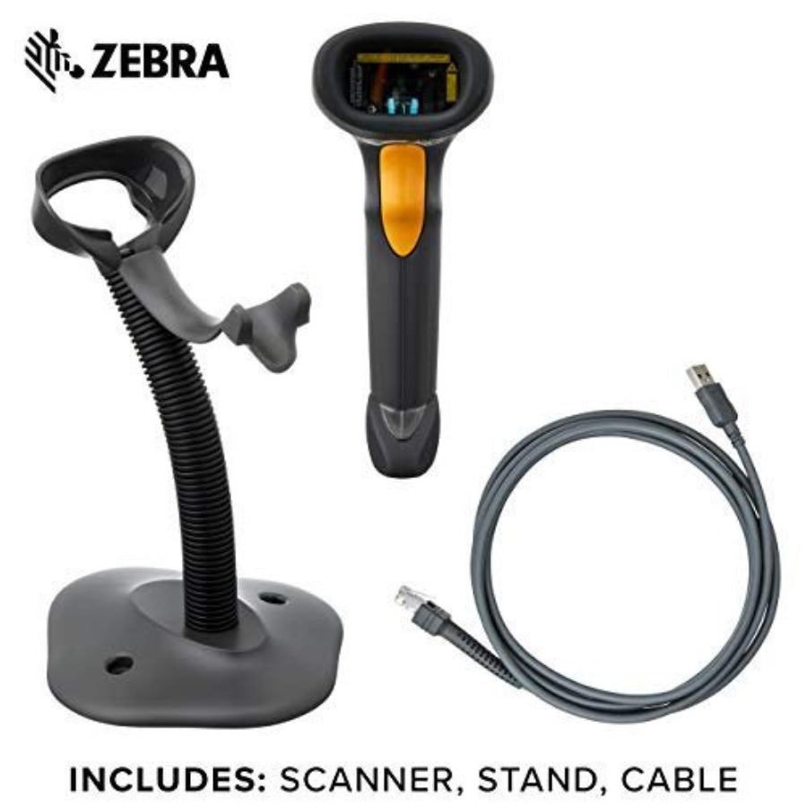 Symbol Zebra LS2208 Series Corded Handheld Standard Range Laser Scanner Kit with Gooseneck Stand and Cable Twilight Black LS2208 - SR20007R - NA - EOM - POS